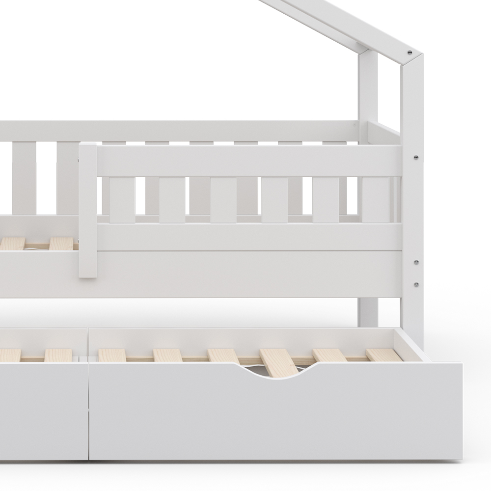 lit cabane "Design", Blanc, 167.6 x 87.6 cm avec lit d'appoint, Vitalispa