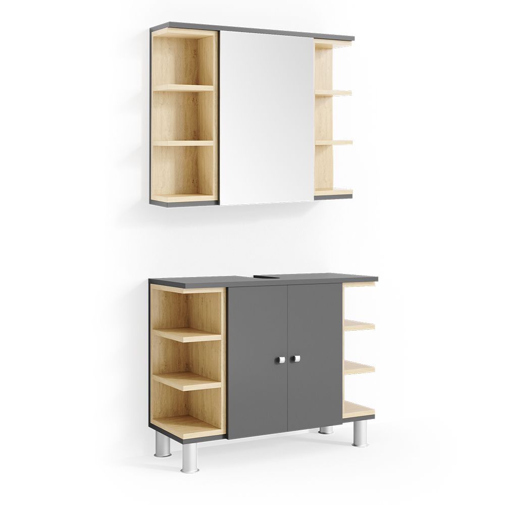 Meubles bain Ilias blanc/anthracite 2 parties Vicco | blanc/anthracite | Ensemble 1