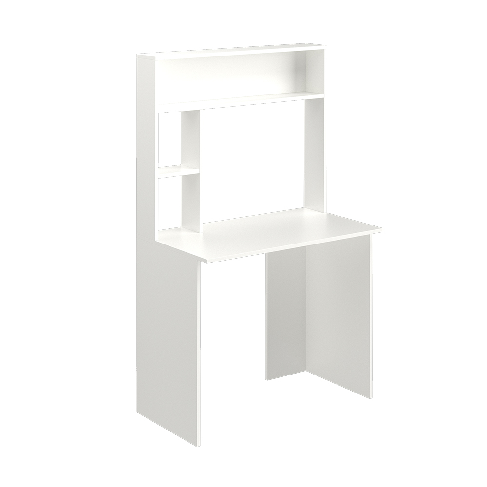 Scrivania Tessa Bianca Con Ripiani - 123x52x168cm - Doppio Scomparto Chiuso - Per Home Office