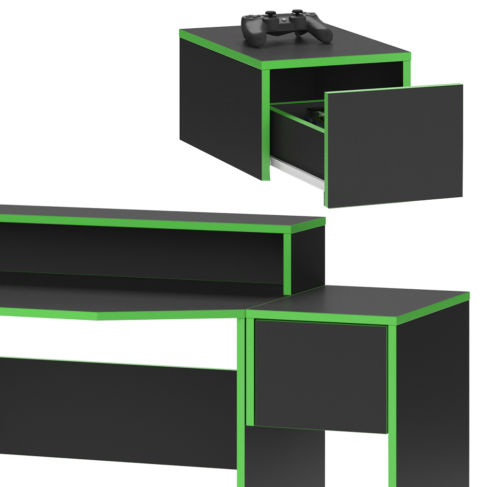 Igralna miza "Kron", Zelena/Črna, 130 x 60 cm, Vicco
