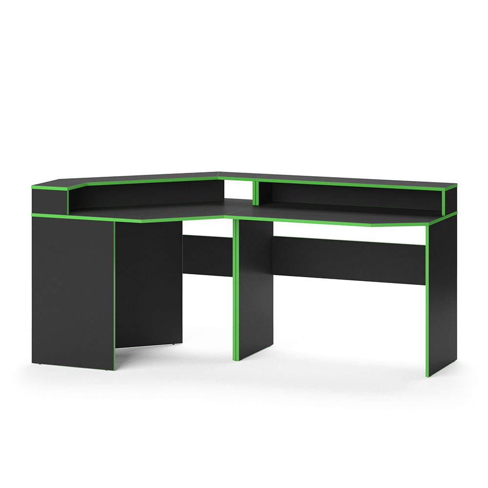 Igralna miza "Kron", Zelena/Črna, 190 x 90 cm Kotna oblika, Vicco