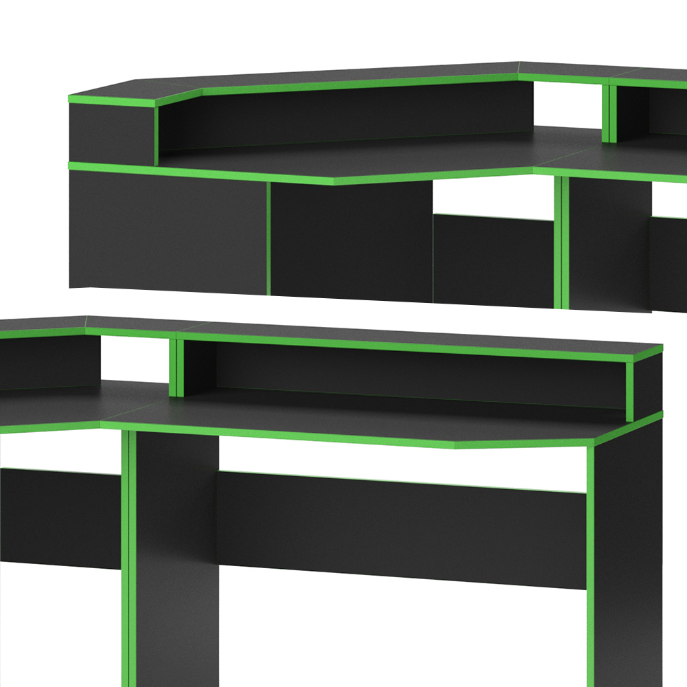 Igralna miza "Kron", Zelena/Črna, 190 x 90 cm Kotna oblika, Vicco