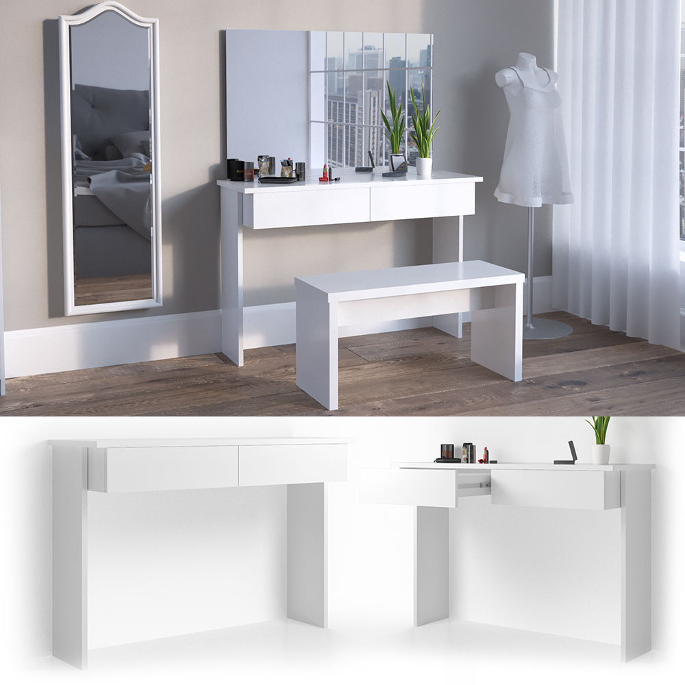 Coiffeuse | Table De Maquillage | Coiffeuse Maquillage Avec Armoire Blanc 80x35x132 Cm Cfw57169 94200323