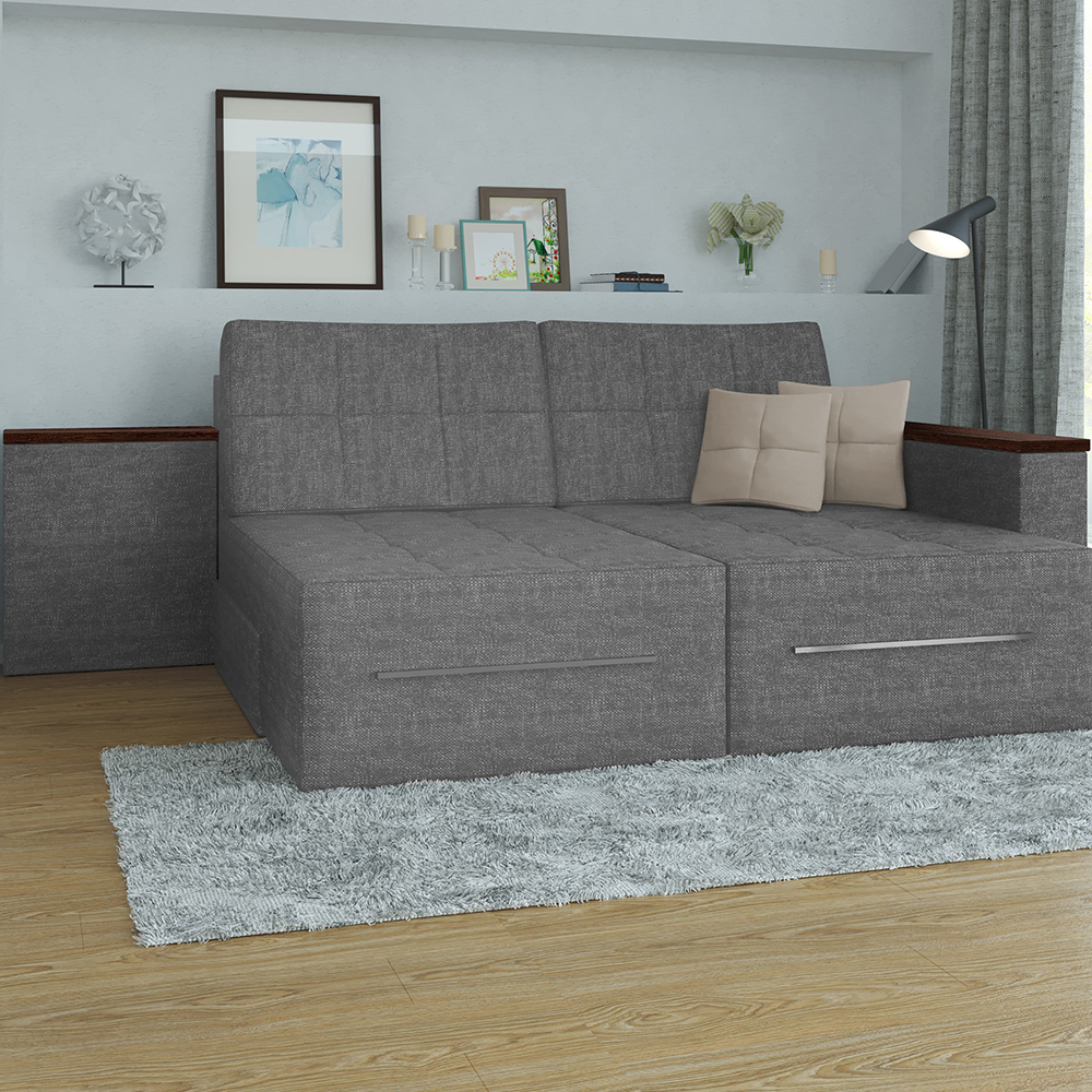 Sofa L Form Grau 160 x 240 cm Linke Ecke Vitalispa