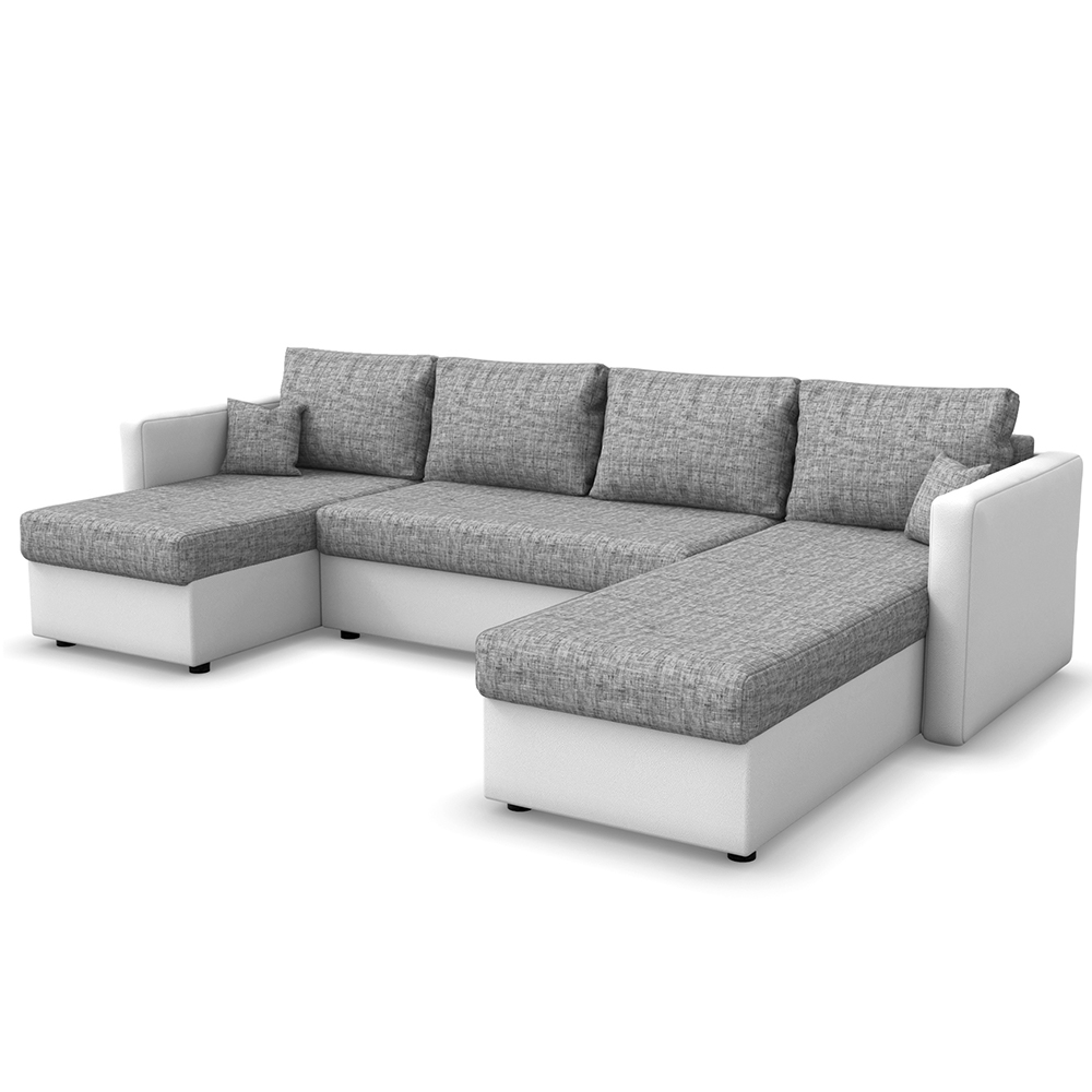 Sofa U Form Grau/Weiß 290 cm Vitalispa