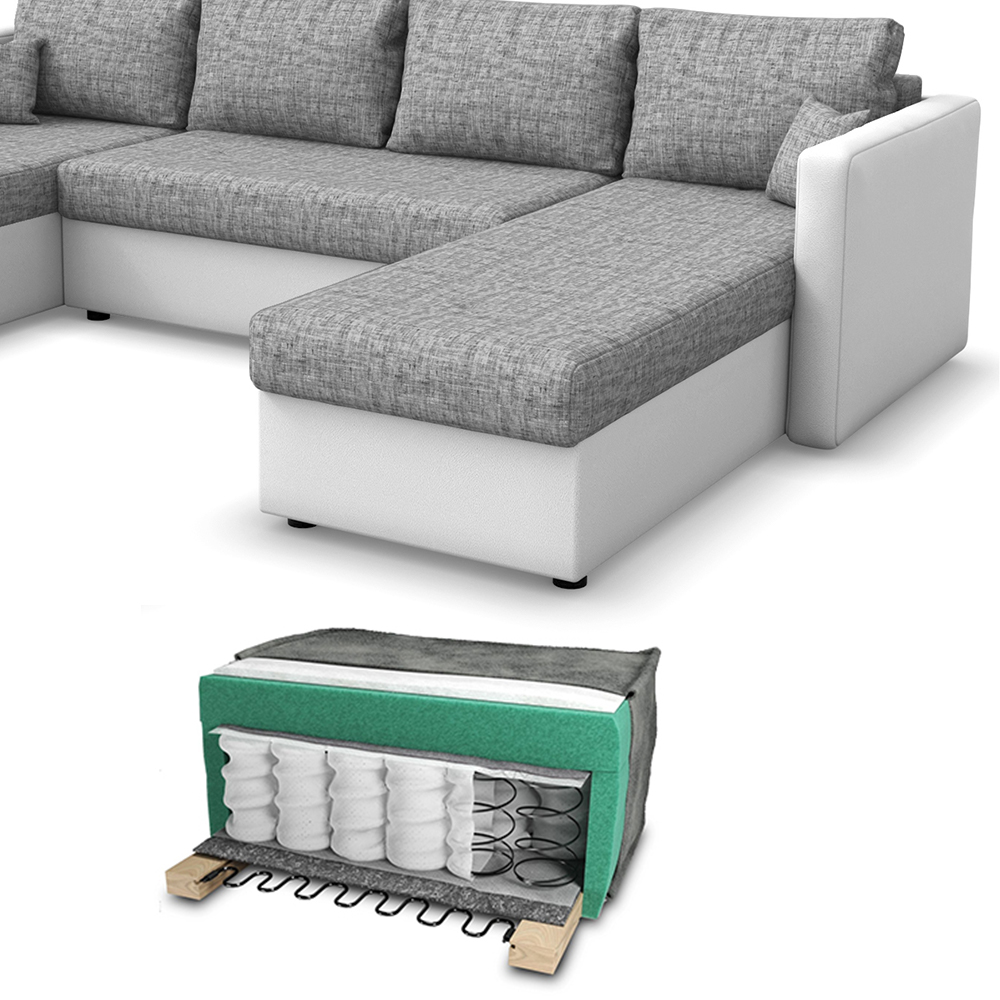 Sofa U Form Grau/Weiß 290 cm Vitalispa